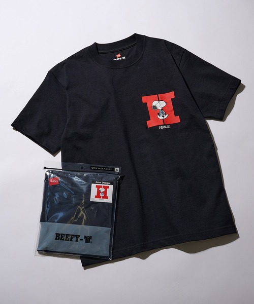 HANES(ヘインズ)の「【Hanes】PEANUTS×BEEFY-T T-SHIRT 1P HM1-D003(Tシャツ/カットソー・メンズ・ホワイト/ブラック・M/L/S)」の2枚目の写真