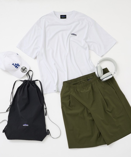 THOUSAND MILE(サウザンドマイル)の「【THOUSAND MILE】SHORT SLEEVE T-SHIRT & SHORT PANTS SET T/C JERSEY + NY/PU(セットアップ・メンズ・ブラック/オリーブ/チャコールグレー・S/M/L)」の3枚目の写真