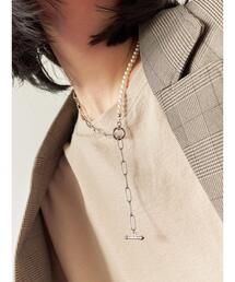 Samansa Mos2 blue | パール&チェーンミックスネックレス(ネックレス)