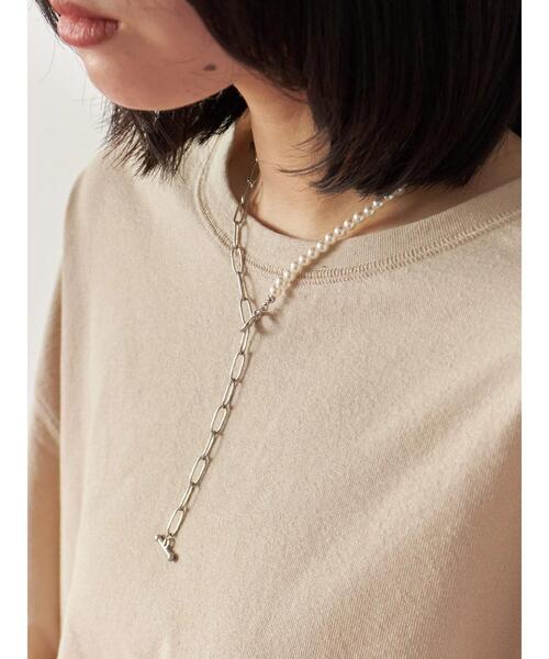 Samansa Mos2 blue（サマンサモスモスブルー）の「パール&チェーンミックスネックレス（ネックレス・レディース・シルバー・F）」の4枚目の写真