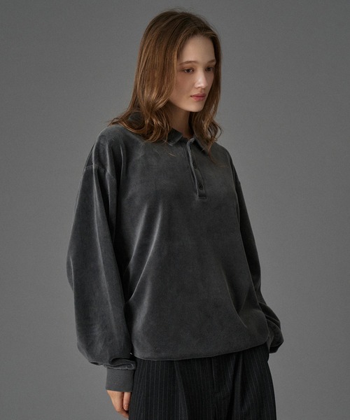 ONCILY（オンシェリー）の「CUT VELOUR POLO SHIRT /  カットベロアポロシャツ（ポロシャツ・メンズ・ブラウン/ブラック/ブルー・SMALL/MEDIUM/LARGE）」の7枚目の写真