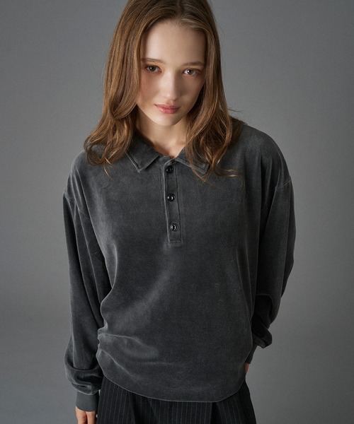 ONCILY（オンシェリー）の「CUT VELOUR POLO SHIRT /  カットベロアポロシャツ（ポロシャツ・メンズ・ブラウン/ブラック/ブルー・SMALL/MEDIUM/LARGE）」の13枚目の写真