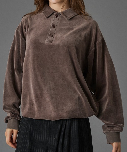 ONCILY（オンシェリー）の「CUT VELOUR POLO SHIRT /  カットベロアポロシャツ（ポロシャツ・メンズ・ブラウン/ブラック/ブルー・SMALL/MEDIUM/LARGE）」の22枚目の写真