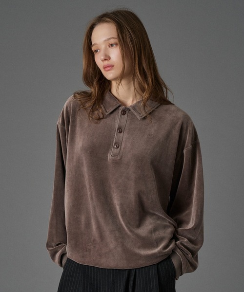 ONCILY（オンシェリー）の「CUT VELOUR POLO SHIRT /  カットベロアポロシャツ（ポロシャツ・メンズ・ブラウン/ブラック/ブルー・SMALL/MEDIUM/LARGE）」の11枚目の写真