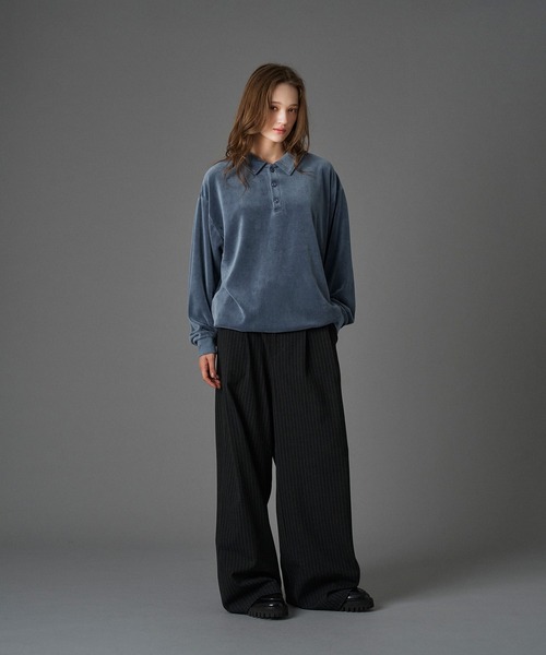 ONCILY（オンシェリー）の「CUT VELOUR POLO SHIRT /  カットベロアポロシャツ（ポロシャツ・メンズ・ブラウン/ブラック/ブルー・SMALL/MEDIUM/LARGE）」の20枚目の写真