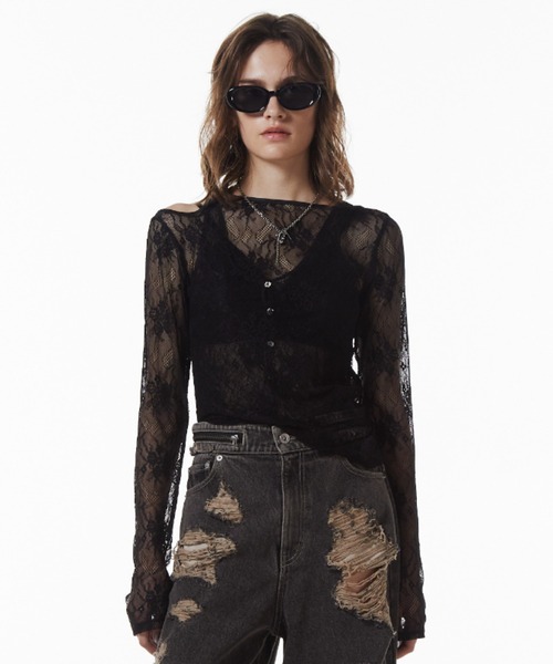 セール】SLIT CUTTING LACE TOPS/スリットカッティングレーストップス