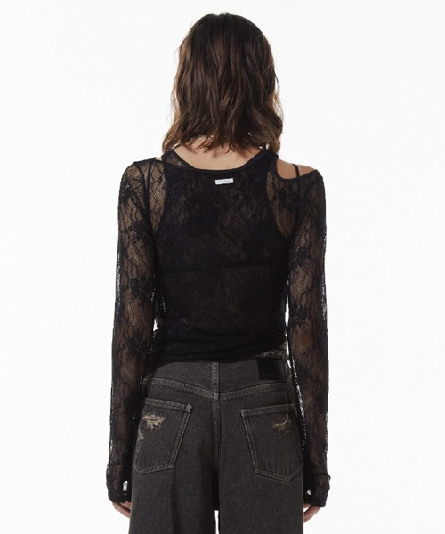 セール】SLIT CUTTING LACE TOPS/スリットカッティングレーストップス