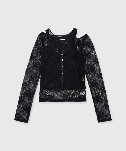 セール】SLIT CUTTING LACE TOPS/スリットカッティングレーストップス