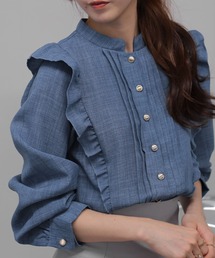 ネイビーとホワイトのクロップドトップス クロップド」に該当するトップス（ブルー・ネイビー/青色系