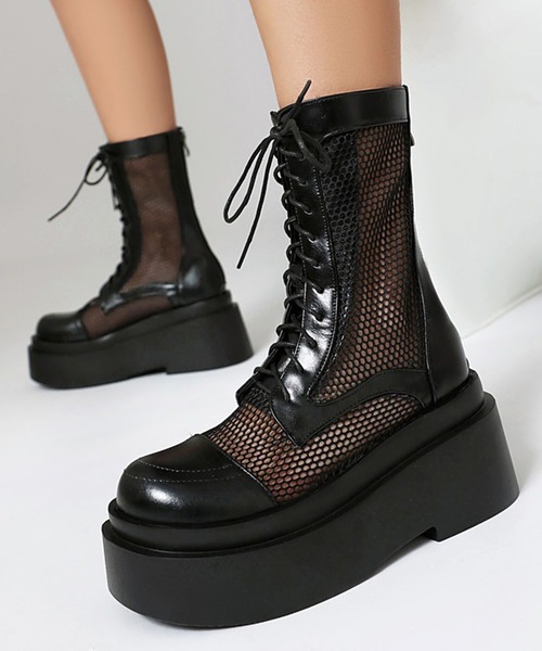 DURAS（デュラス）の「メッシュ切替レースアップショートブーツ/ワークブーツ（ブーツ・レディース・ブラック・LARGE/MEDIUM）」の9枚目の写真