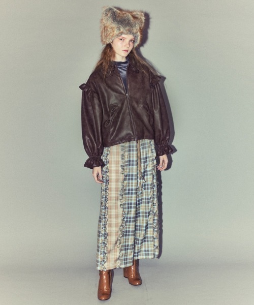 Candy Stripper（キャンディストリッパー）の「RIBBON ＆ PUFF LEATHER ジャケット（ライダースジャケット・レディース・ブラウン/ブラック・FREE）」の22枚目の写真