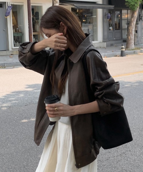 gossip!ロサンゼルス(ゴシップロサンゼルス)の「オーバーサイズ PUジャケット(その他アウター・レディース・ブラック/ブラウン・FREE)」の10枚目の写真