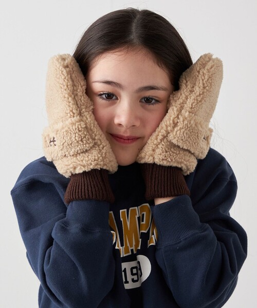 Lee(リー)の「Lee: 2WAY ボア ミトン グローブ <KIDS>(手袋・キッズ・グレー/ベージュ・ONE SIZE)」の3枚目の写真