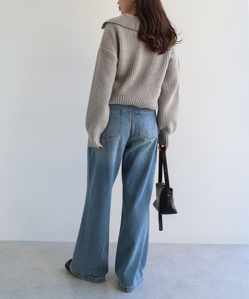 andme(アンドミー)の「ボリューム袖スキッパーニットトップス(ニット/セーター・レディース・ベージュ/チャコールグレー/杢グレー・FREE)」の5枚目の写真