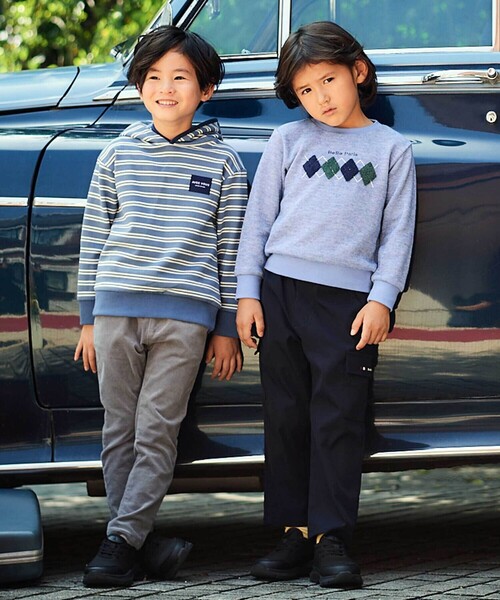 BeBe（ベベ）の「カットニットアーガイル刺しゅうプルオーバー（スウェット・キッズ・ブルー/グレー・130cm/140cm/120cm）」の7枚目の写真