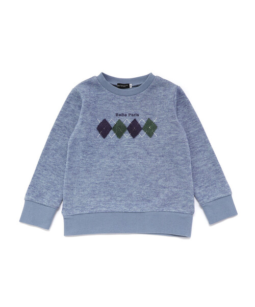 BeBe（ベベ）の「カットニットアーガイル刺しゅうプルオーバー（スウェット・キッズ・ブルー/グレー・130cm/140cm/120cm）」の11枚目の写真