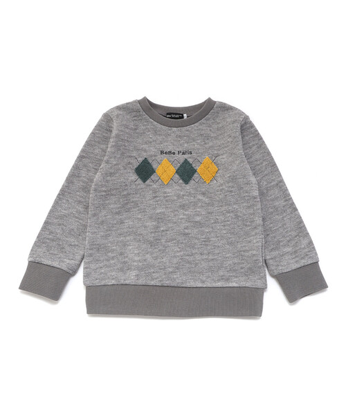 BeBe（ベベ）の「カットニットアーガイル刺しゅうプルオーバー（スウェット・キッズ・ブルー/グレー・130cm/140cm/120cm）」の4枚目の写真