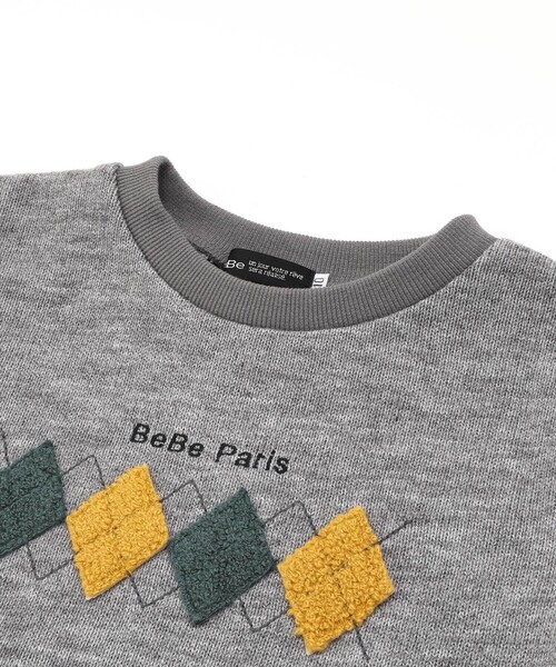BeBe（ベベ）の「カットニットアーガイル刺しゅうプルオーバー（スウェット・キッズ・ブルー/グレー・130cm/140cm/120cm）」の9枚目の写真