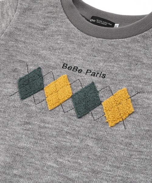 BeBe（ベベ）の「カットニットアーガイル刺しゅうプルオーバー（スウェット・キッズ・ブルー/グレー・130cm/140cm/120cm）」の13枚目の写真