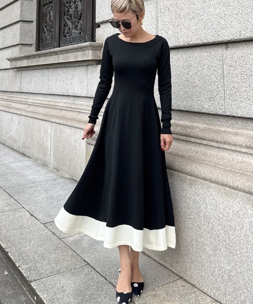 JENNE(ジェンヌ)の「配色美ラインニットワンピース(ワンピース・レディース・ベージュ/ネイビー/ブラック・SMALL/MEDIUM/LARGE)」の2枚目の写真