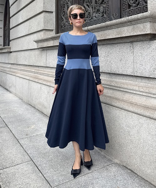 JENNE(ジェンヌ)の「配色美ラインニットワンピース(ワンピース・レディース・ベージュ/ネイビー/ブラック・SMALL/MEDIUM/LARGE)」の5枚目の写真
