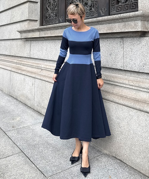 JENNE(ジェンヌ)の「配色美ラインニットワンピース(ワンピース・レディース・ベージュ/ネイビー/ブラック・SMALL/MEDIUM/LARGE)」の6枚目の写真