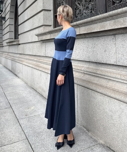 JENNE(ジェンヌ)の「配色美ラインニットワンピース(ワンピース・レディース・ベージュ/ネイビー/ブラック・SMALL/MEDIUM/LARGE)」の7枚目の写真