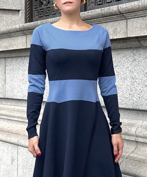 JENNE(ジェンヌ)の「配色美ラインニットワンピース(ワンピース・レディース・ベージュ/ネイビー/ブラック・SMALL/MEDIUM/LARGE)」の8枚目の写真