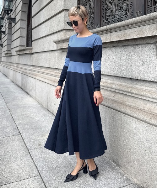 JENNE(ジェンヌ)の「配色美ラインニットワンピース(ワンピース・レディース・ベージュ/ネイビー/ブラック・SMALL/MEDIUM/LARGE)」の10枚目の写真