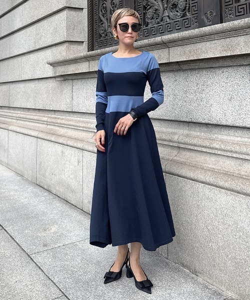 JENNE(ジェンヌ)の「配色美ラインニットワンピース(ワンピース・レディース・ベージュ/ネイビー/ブラック・SMALL/MEDIUM/LARGE)」の12枚目の写真