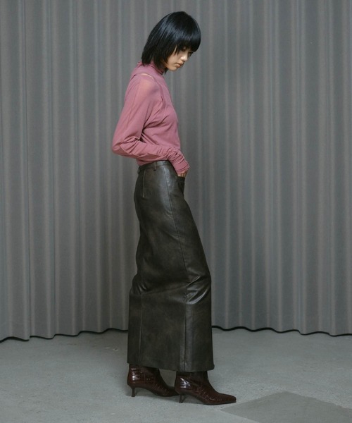 THINGS THAT MATTER（シングス ザット マター）の「LAYERED SHEER CUT&SEW TOPS / レイヤード シアー カットアンドソー トップス（Tシャツ/カットソー・レディース・ピンク/ブラック/アイボリー・FREE）」の14枚目の写真