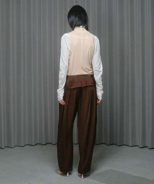 THINGS THAT MATTER（シングス ザット マター）の「LAYERED SHEER CUT&SEW TOPS / レイヤード シアー カットアンドソー トップス（Tシャツ/カットソー・レディース・ピンク/ブラック/アイボリー・FREE）」の9枚目の写真