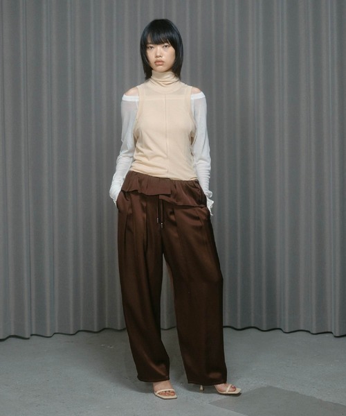 THINGS THAT MATTER（シングス ザット マター）の「LAYERED SHEER CUT&SEW TOPS / レイヤード シアー カットアンドソー トップス（Tシャツ/カットソー・レディース・ピンク/ブラック/アイボリー・FREE）」の7枚目の写真