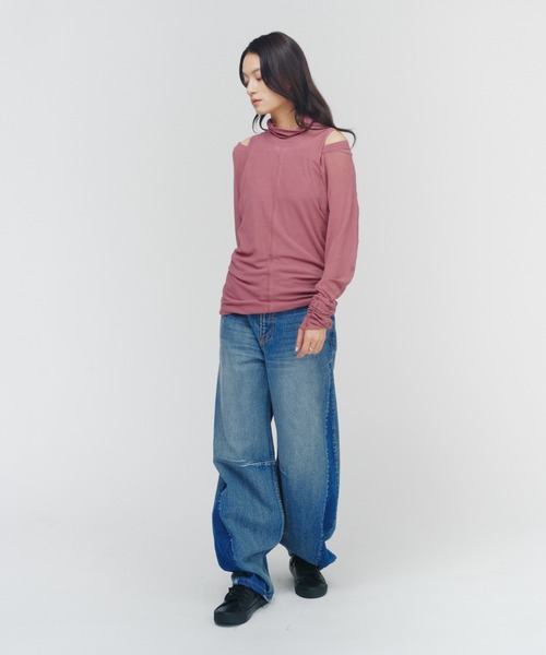 THINGS THAT MATTER（シングス ザット マター）の「LAYERED SHEER CUT&SEW TOPS / レイヤード シアー カットアンドソー トップス（Tシャツ/カットソー・レディース・ピンク/ブラック/アイボリー・FREE）」の17枚目の写真