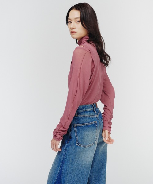 THINGS THAT MATTER（シングス ザット マター）の「LAYERED SHEER CUT&SEW TOPS / レイヤード シアー カットアンドソー トップス（Tシャツ/カットソー・レディース・ピンク/ブラック/アイボリー・FREE）」の19枚目の写真