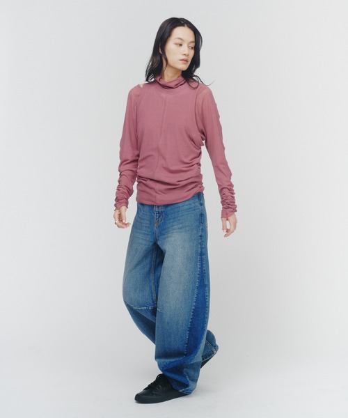 THINGS THAT MATTER（シングス ザット マター）の「LAYERED SHEER CUT&SEW TOPS / レイヤード シアー カットアンドソー トップス（Tシャツ/カットソー・レディース・ピンク/ブラック/アイボリー・FREE）」の18枚目の写真