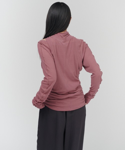 THINGS THAT MATTER（シングス ザット マター）の「LAYERED SHEER CUT&SEW TOPS / レイヤード シアー カットアンドソー トップス（Tシャツ/カットソー・レディース・ピンク/ブラック/アイボリー・FREE）」の14枚目の写真