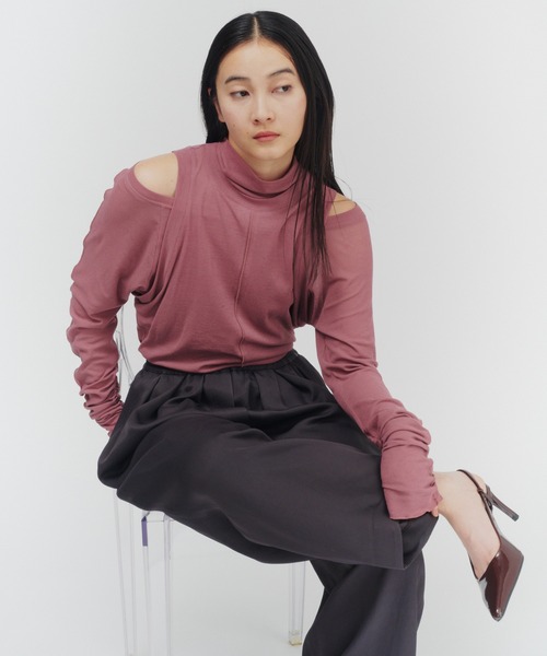 THINGS THAT MATTER（シングス ザット マター）の「LAYERED SHEER CUT&SEW TOPS / レイヤード シアー カットアンドソー トップス（Tシャツ/カットソー・レディース・ピンク/ブラック/アイボリー・FREE）」の16枚目の写真