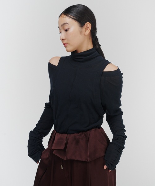 THINGS THAT MATTER（シングス ザット マター）の「LAYERED SHEER CUT&SEW TOPS / レイヤード シアー カットアンドソー トップス（Tシャツ/カットソー・レディース・ピンク/ブラック/アイボリー・FREE）」の20枚目の写真