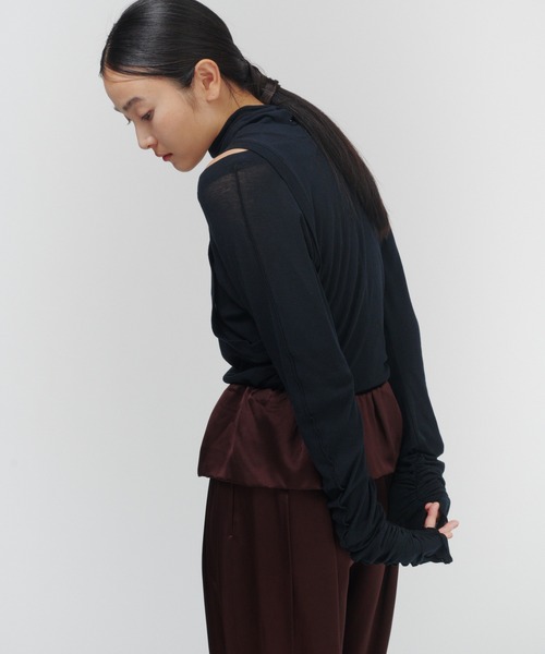 THINGS THAT MATTER（シングス ザット マター）の「LAYERED SHEER CUT&SEW TOPS / レイヤード シアー カットアンドソー トップス（Tシャツ/カットソー・レディース・ピンク/ブラック/アイボリー・FREE）」の21枚目の写真