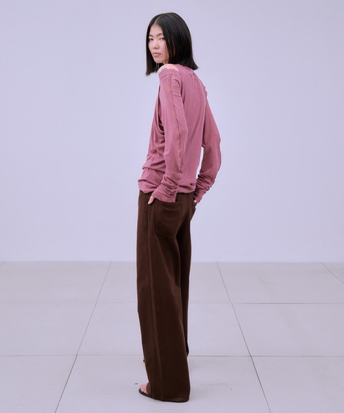 THINGS THAT MATTER（シングス ザット マター）の「LAYERED SHEER CUT&SEW TOPS / レイヤード シアー カットアンドソー トップス（Tシャツ/カットソー・レディース・ピンク/ブラック/アイボリー・FREE）」の21枚目の写真