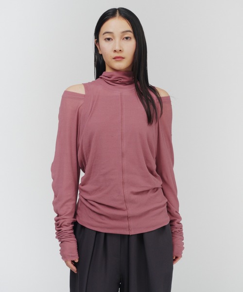 THINGS THAT MATTER（シングス ザット マター）の「LAYERED SHEER CUT&SEW TOPS / レイヤード シアー カットアンドソー トップス（Tシャツ/カットソー・レディース・ピンク/ブラック/アイボリー・FREE）」の12枚目の写真