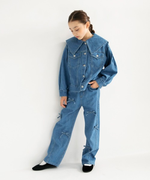 EDWIN（エドウィン）の「【Ou? by EDWIN】BIG襟デニムジャケット（デニムジャケット・キッズ・ネイビー/ブルー・100/90/150/130/140/120/110）」の9枚目の写真