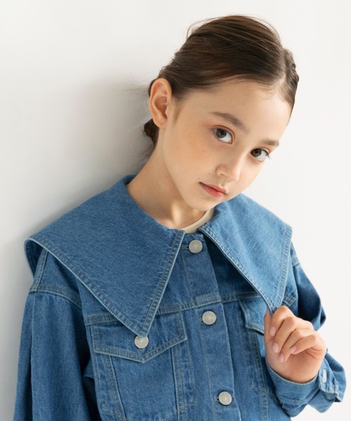 EDWIN（エドウィン）の「【Ou? by EDWIN】BIG襟デニムジャケット（デニムジャケット・キッズ・ネイビー/ブルー・100/90/150/130/140/120/110）」の10枚目の写真