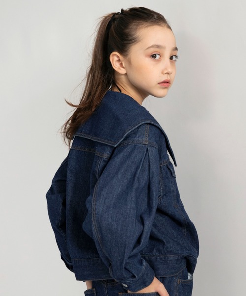 EDWIN（エドウィン）の「【Ou? by EDWIN】BIG襟デニムジャケット（デニムジャケット・キッズ・ネイビー/ブルー・100/90/150/130/140/120/110）」の7枚目の写真