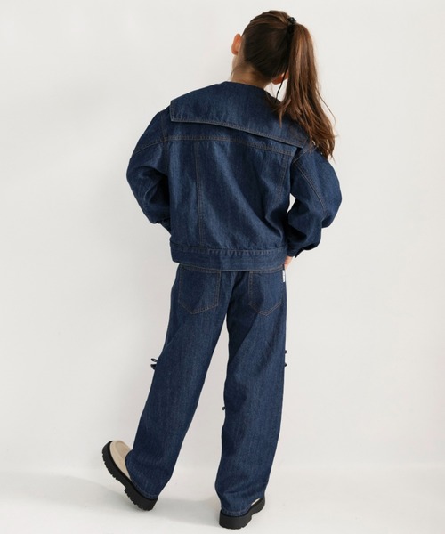 EDWIN（エドウィン）の「【Ou? by EDWIN】BIG襟デニムジャケット（デニムジャケット・キッズ・ネイビー/ブルー・100/90/150/130/140/120/110）」の4枚目の写真