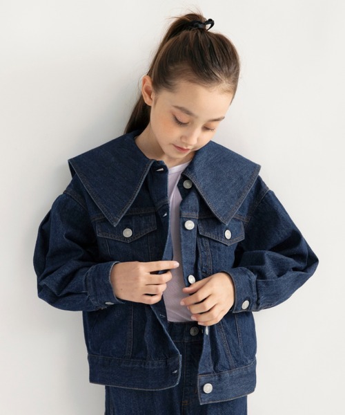 EDWIN（エドウィン）の「【Ou? by EDWIN】BIG襟デニムジャケット（デニムジャケット・キッズ・ネイビー/ブルー・100/90/150/130/140/120/110）」の8枚目の写真