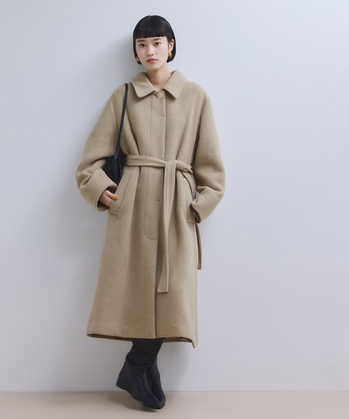 ADAM ET ROPE コート WEB限定】ベルテッドオーバーサイズロングコート（ステンカラーコート