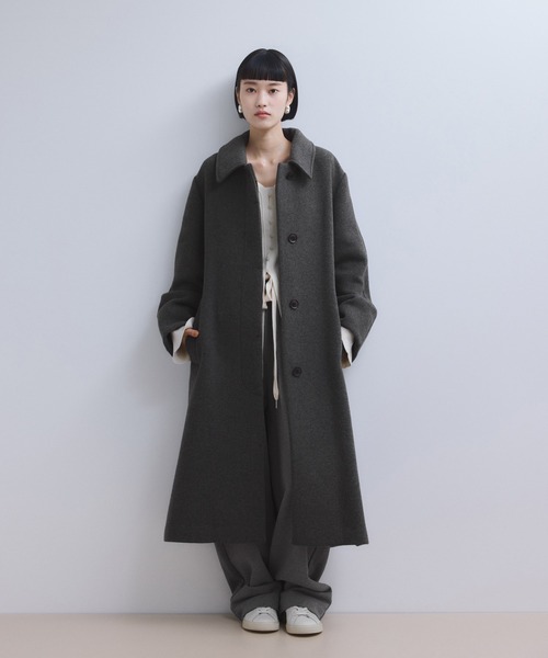 HED MAYNER オリーブ ベルベット ロングコート WEB限定】ベルテッドオーバーサイズロングコート（ステンカラーコート