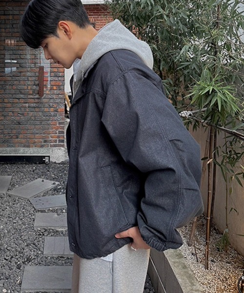 NOWLE(ノウル)の「【NOWLE】スタンドカラー ブラック デニムブルゾン(デニムジャケット・メンズ・ダークネイビー・MEDIUM/LARGE/X-LARGE)」の9枚目の写真